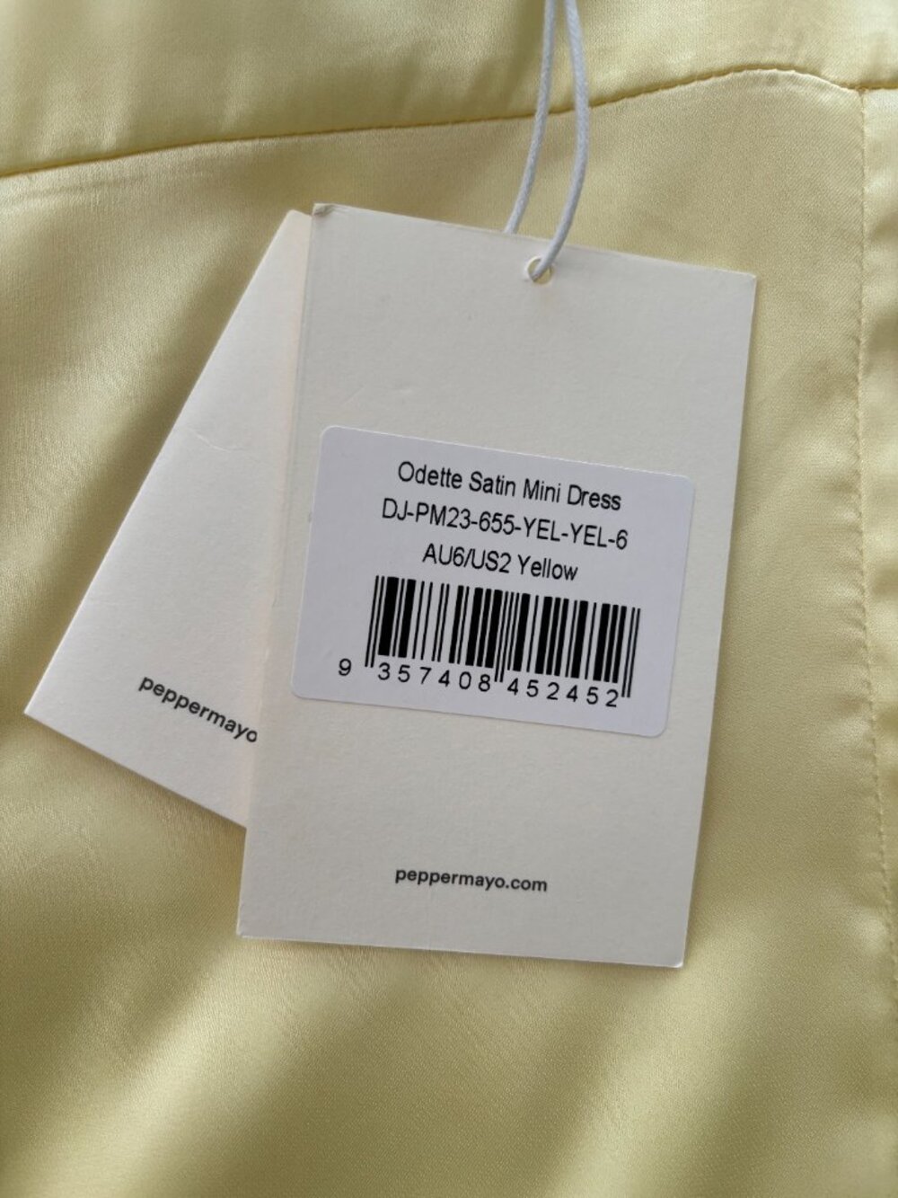 PepperMayo Odette Satin Mini Dress - Yellow Size 2 NEW WITH TAGS - Picture 6 of 7